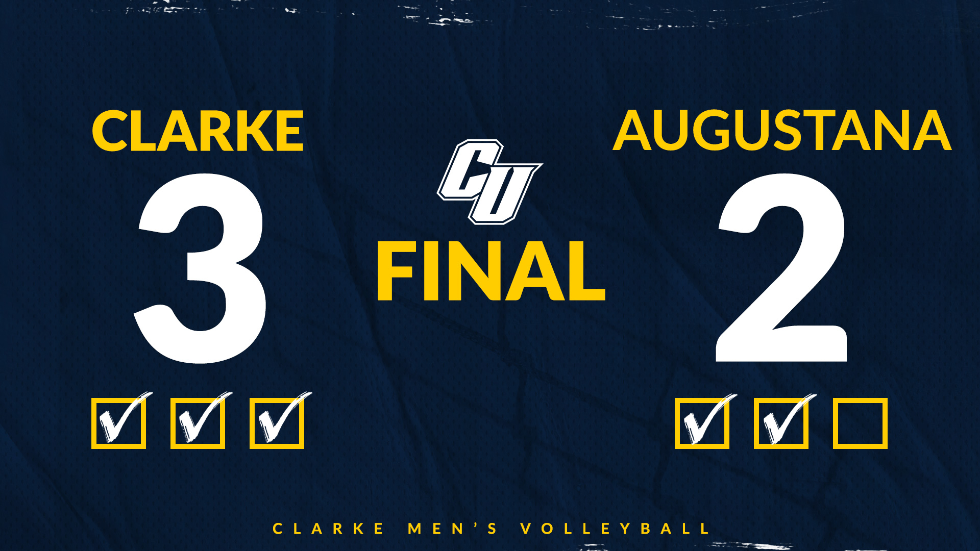 Clarke: 3
Augustana: 2
Final
Clarke Men's Volleyball